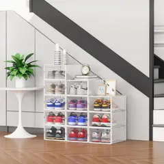 JUST HOME COLLECTION - Pack de 12 Cajas Apilables para Zapatos 33.4x14x23 cm Blanco