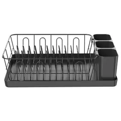 CASA BONITA - Secaplatos de Acero Inoxidable Negro 42x12x30.5cm