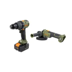 BAUKER - Taladro Percutor 2 Baterías BMC 20V + Esmeril 5 125mm 20V Bare