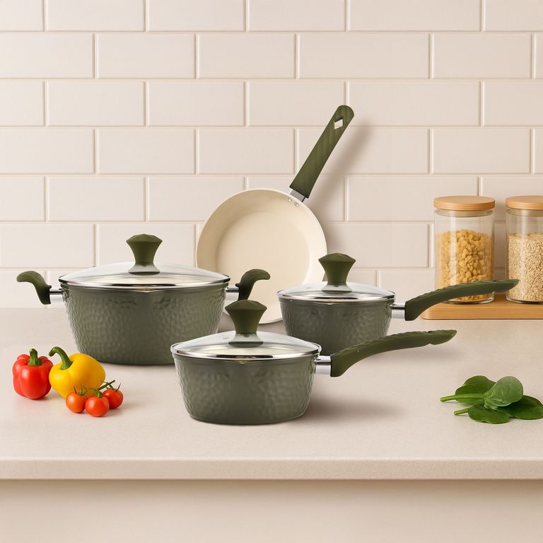 Batería de Cocina 7 Piezas Aluminio Verde