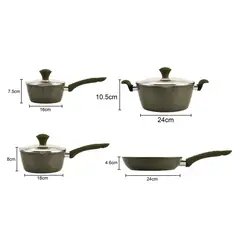 JUST HOME COLLECTION - Batería de Cocina 7 Piezas Aluminio Verde