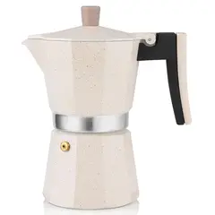 JUST HOME COLLECTION - Cafetera Moka 6 Tazas Aluminio Marfil 300 ml