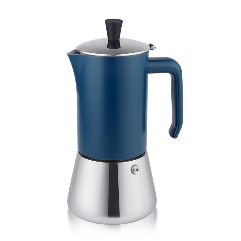 Cafetera Moka 6 Tazas Acero Inoxidable Azul/Plateado 300 ml
