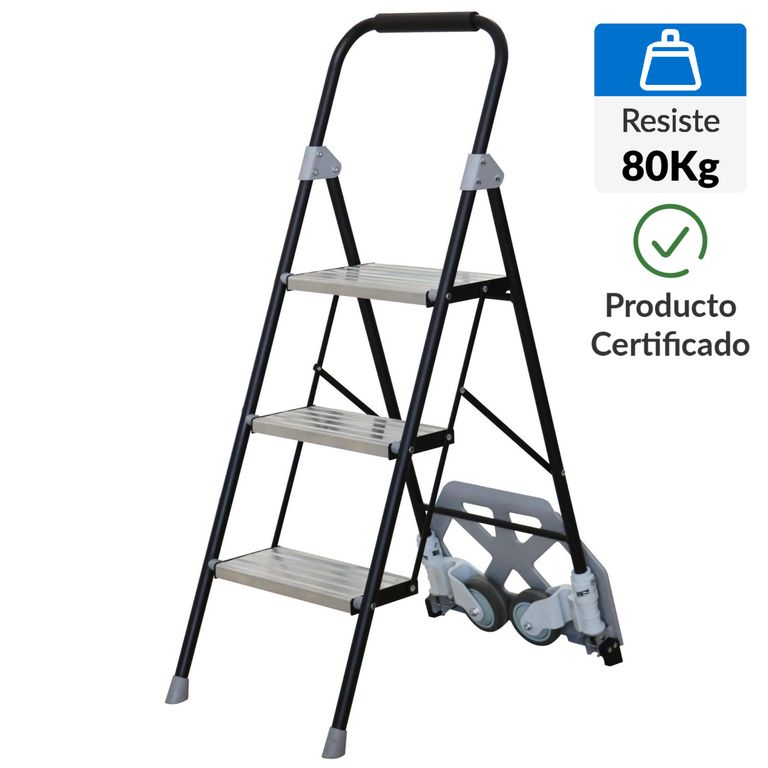 Escalera de Tijera de Aluminio 3 Pasos 80Kg