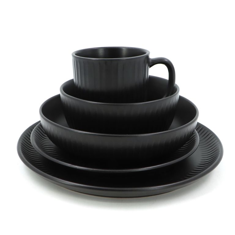 Juego de Vajilla 30 Piezas Cerámica Nórdico Negro