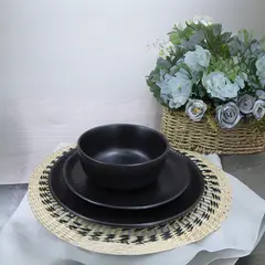JUST HOME COLLECTION - Juego de Vajilla 30 Piezas Cerámica Nórdico Negro