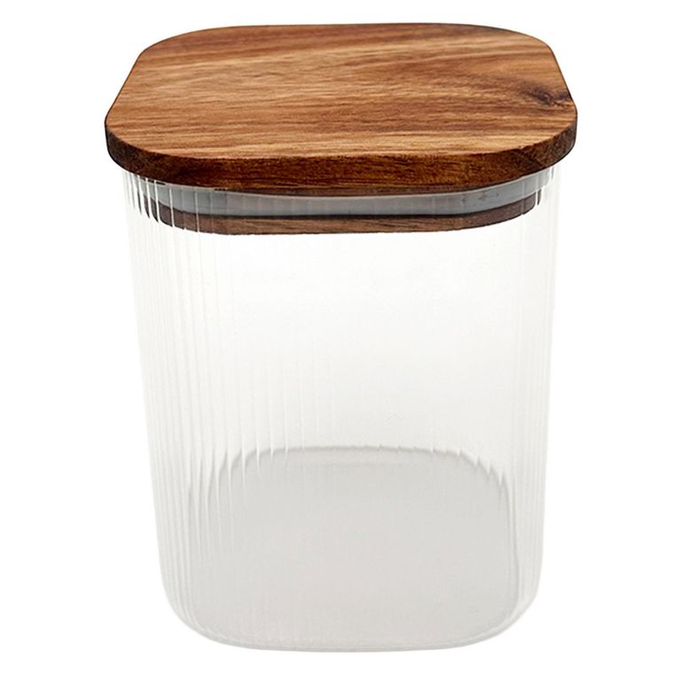 Frasco de Vidrio con Tapa de Madera 850 ml