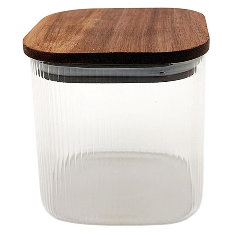 Frasco de Vidrio con Tapa de Madera 700 ml