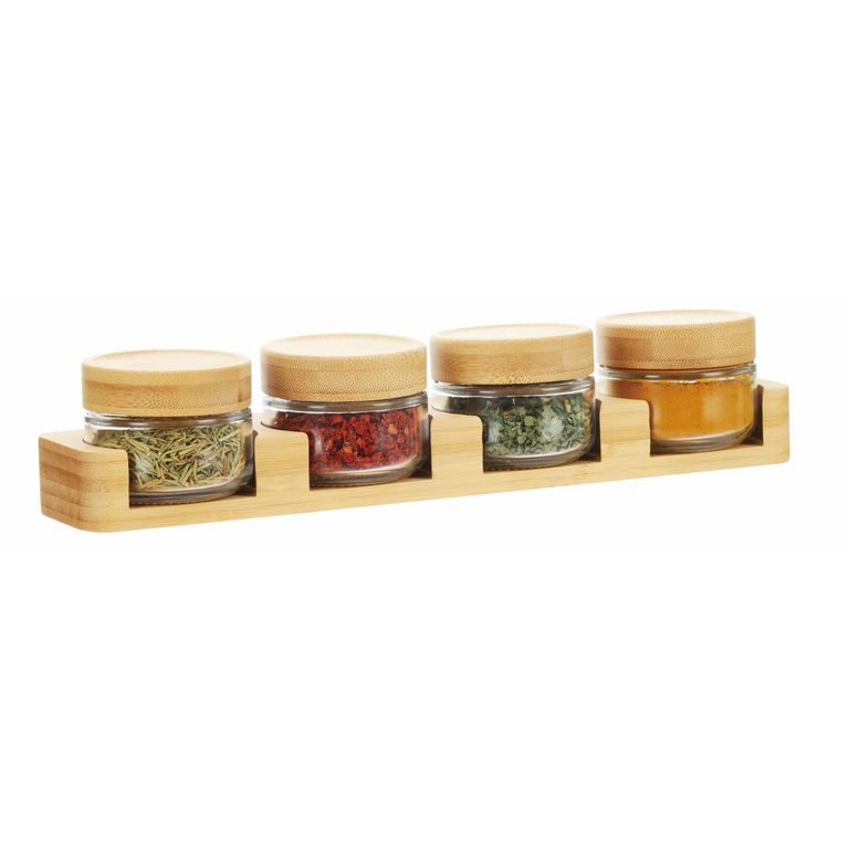 Set de 4 Especieros con Tapa de Bambú 80 ml