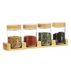 JUST HOME COLLECTION - Set de 4 Especieros con Tapa de Bambú 200 ml