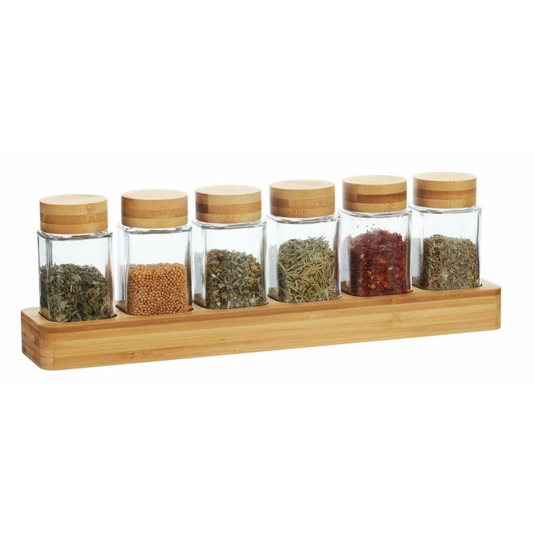 Set de 6 Especieros con Tapa de Bambú 100 ml