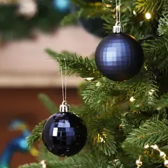 DEAR SANTA - Set de 12 Esferas 6 cm Azul Oscuro Diamantadas