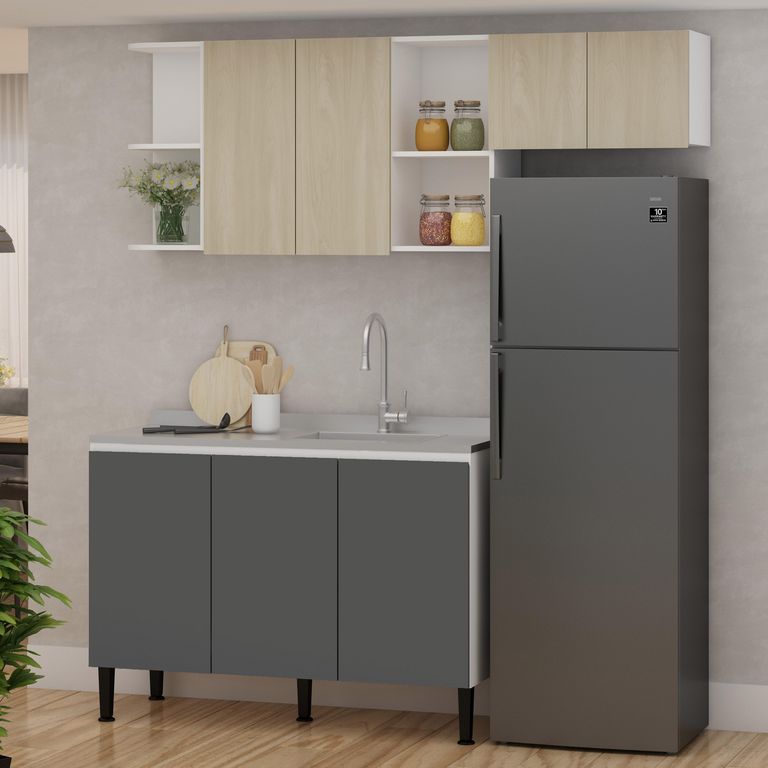 Kit Muebles de Cocina Valencia 180cm Gris
