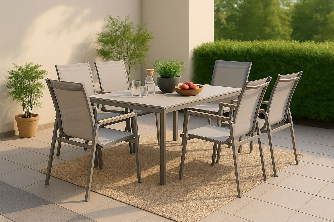 Juego de Comedor de Terraza Dubo 6 Personas Taupe