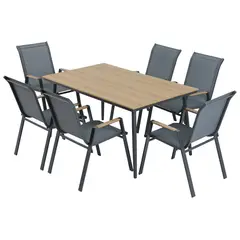 JUST HOME COLLECTION - Juego de Comedor de Terraza Berlin 6 Personas Gris