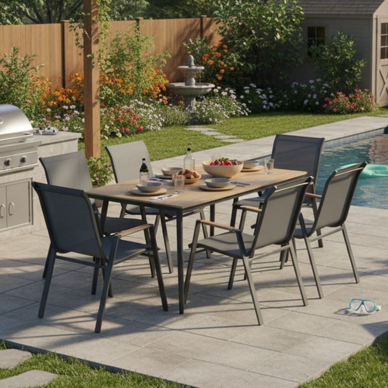 Juego de Comedor de Terraza Berlin 6 Personas Gris
