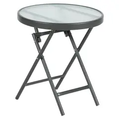 JUST HOME COLLECTION - Mesa de Apoyo Redonda Metal 45x50x45 cm Gris Oscuro