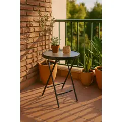 JUST HOME COLLECTION - Mesa de Apoyo Redonda Metal 45x50x45 cm Gris Oscuro