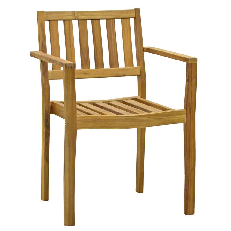 Silla De Madera Acacia Para Terraza Natural 84x58x54 Cm
