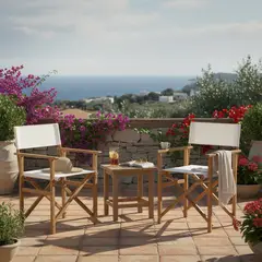 JUST HOME COLLECTION - Set 2 Sillas De Madera Director Para Terraza Natural 88x53x56.5 Cm