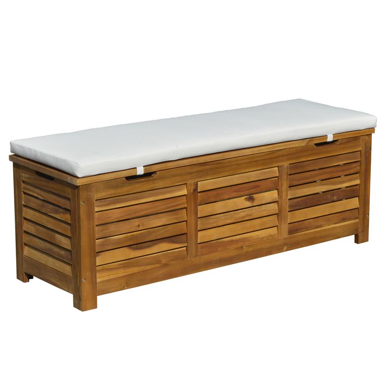 Banco Baul de Madera con Cojín de 43x42x128cm