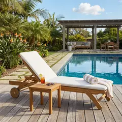 JUST HOME COLLECTION - Reposera de Madera con Cojín Boracay