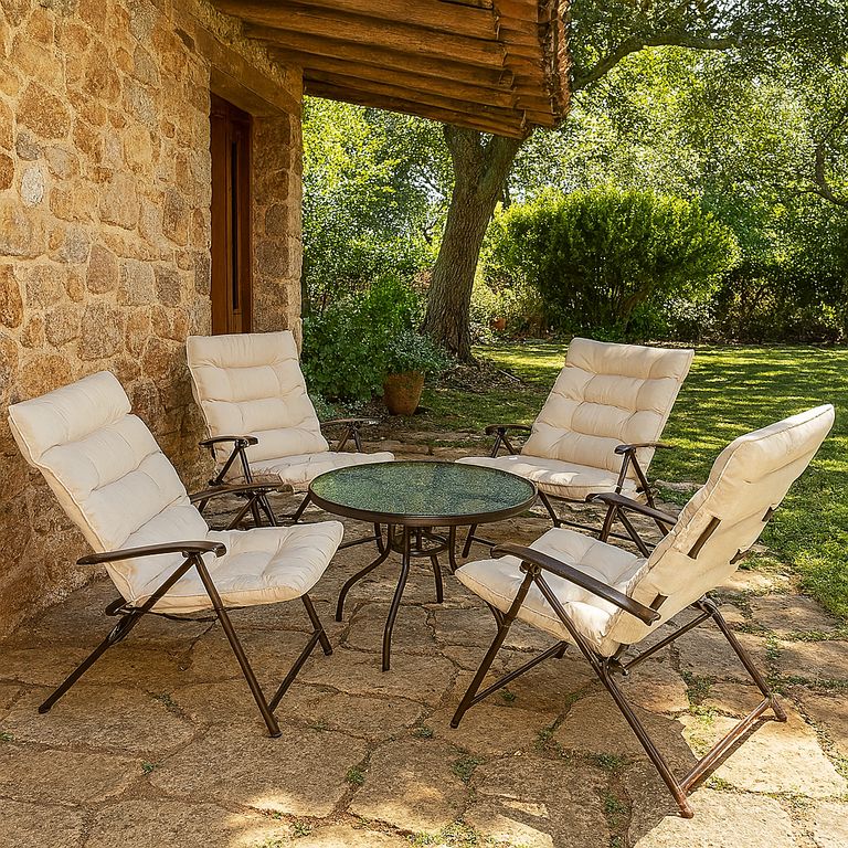 Juego de Balcón de Terraza Sao Paulo Plegable 2 Personas Beige