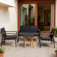 JUST HOME COLLECTION - Juego de Terraza Recife 2 Personas Negro