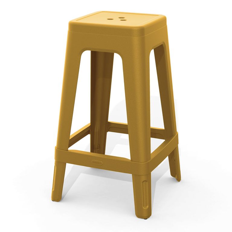 Silla Bar De Resina Lucca Amarillo Para Terraza 65x38.4x38.4 Cm