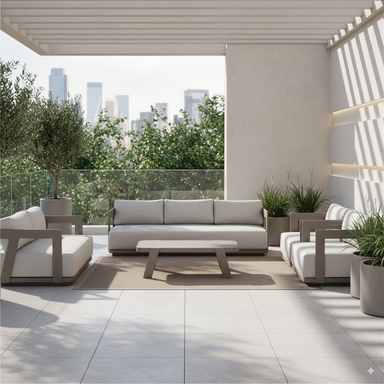 Juego de Living de Terraza Fortaleza 7 Personas Taupe
