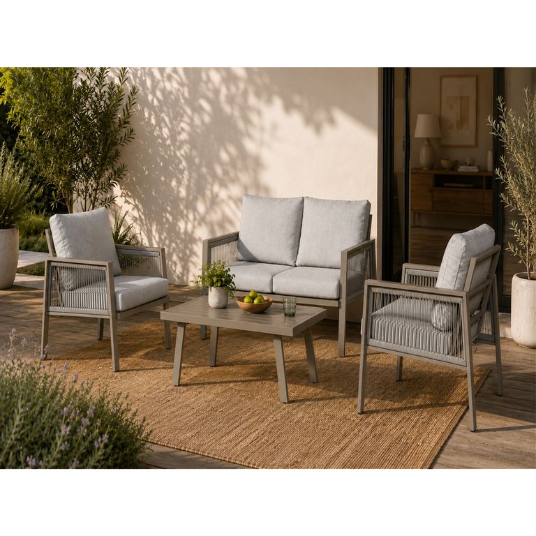 Juego de Living de Terraza Pompeya 4 Personas Gris