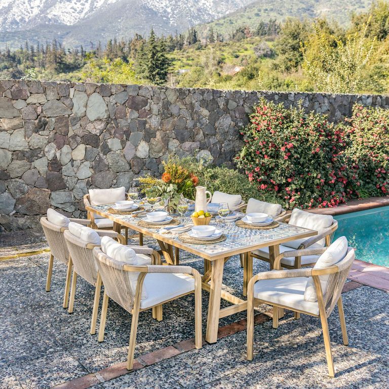 Juego de Comedor de Terraza Mosaico 8 Personas Natural