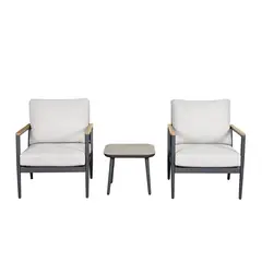 JUST HOME COLLECTION - Juego de Living de Terraza Barcelona 2 Personas Negro y Beige