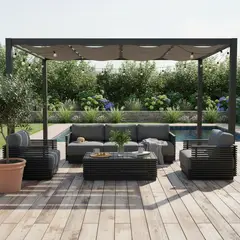 JUST HOME COLLECTION - Juego de Living de Terraza Chicago 5 Personas Negro