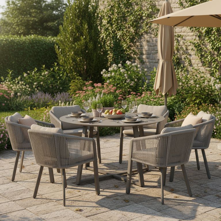 Juego de Comedor de Terraza Singapur 6 Personas Gris
