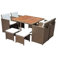 JUST HOME COLLECTION - Juego de Comedor 8 Personas Terraza Ratan