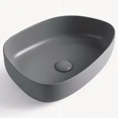 SENSI DACQUA - Lavamanos de Cerámica Rectangular 47.5x13x36.5 cm Gris Mate