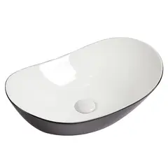 SENSI DACQUA - Lavamanos de Cerámica Ovalado 52.5x16x32.5 cm Blanco y Negro Mate
