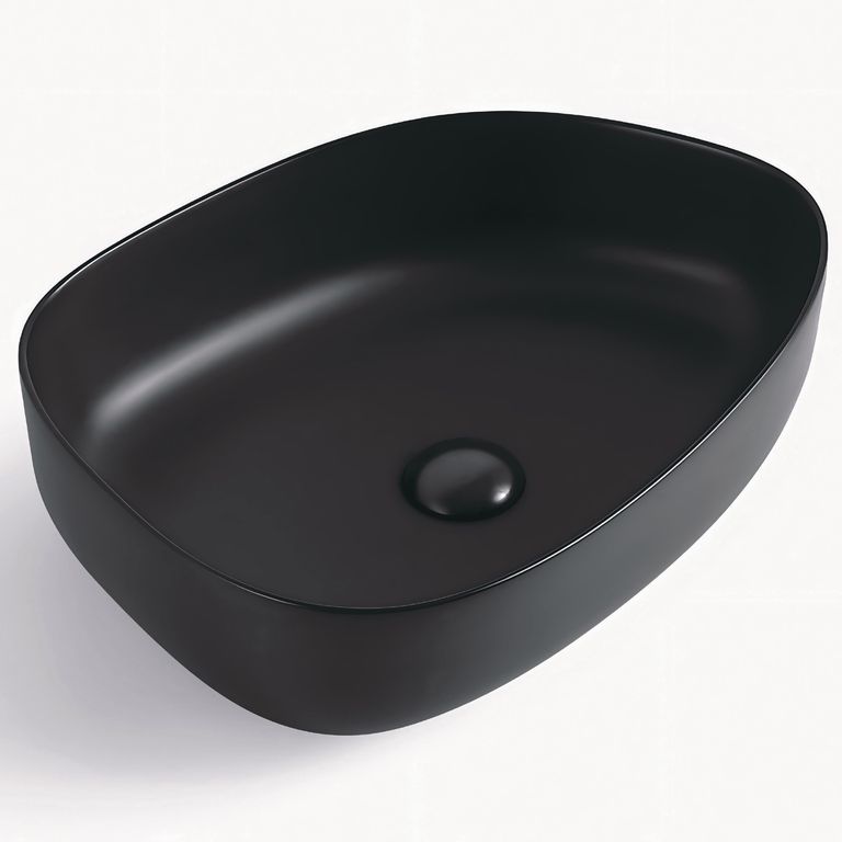 Lavamanos de Cerámica Rectangular 47.5x13x36.5 cm Negro Mate