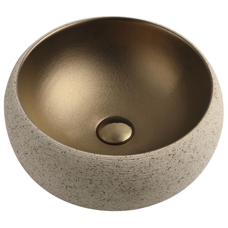 Lavamanos Circular Natural Cobre Mate 36.4x15.5x36.4cm