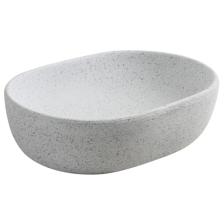 Lavamanos Cerámica Blanco Textura Forma Ovalada 46x13x33.2cm
