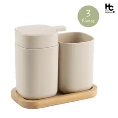 JUST HOME COLLECTION - Set 3 Accesorios de Baño Aiello Beige.