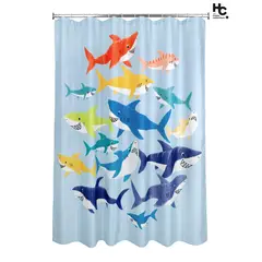 JUST HOME COLLECTION - Cortina de Baño Sharks 178x180 cm Multicolor