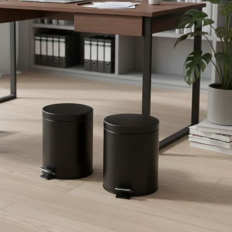 Set 2 Papeleras Metal con Pedal Negro 5L