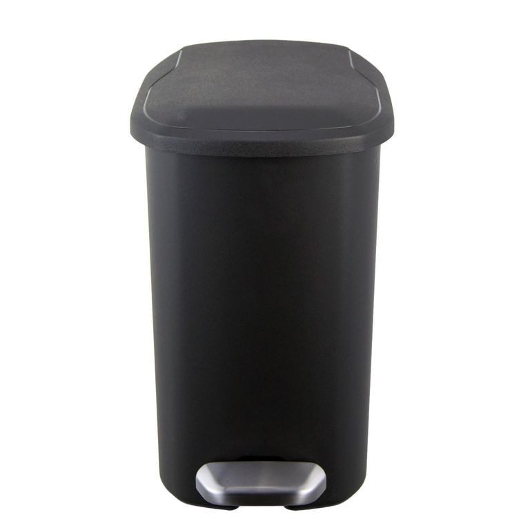 Papelera Rectangular de Plástico con Pedal Negro 6L