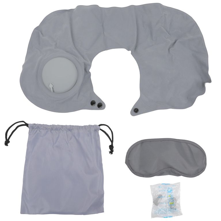 Kit De Viaje Con Cojín Para Cuello Gris
