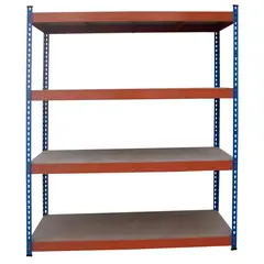 FIXSER - Estante de Metal 4 Niveles 160x183x60cm Azul y Naranja