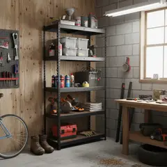 FIXSER - Estante de Metal 5 Niveles 90x183x40cm Gris/Negro