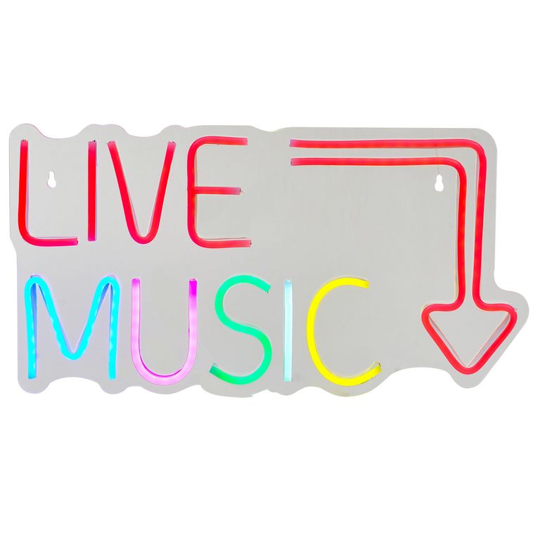 Letrero LED Neón Live Music Blanco 5.9 W 2x22 cm