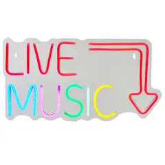 JUST HOME COLLECTION - Letrero LED Neón Live Music Blanco 5.9 W 2x22 cm